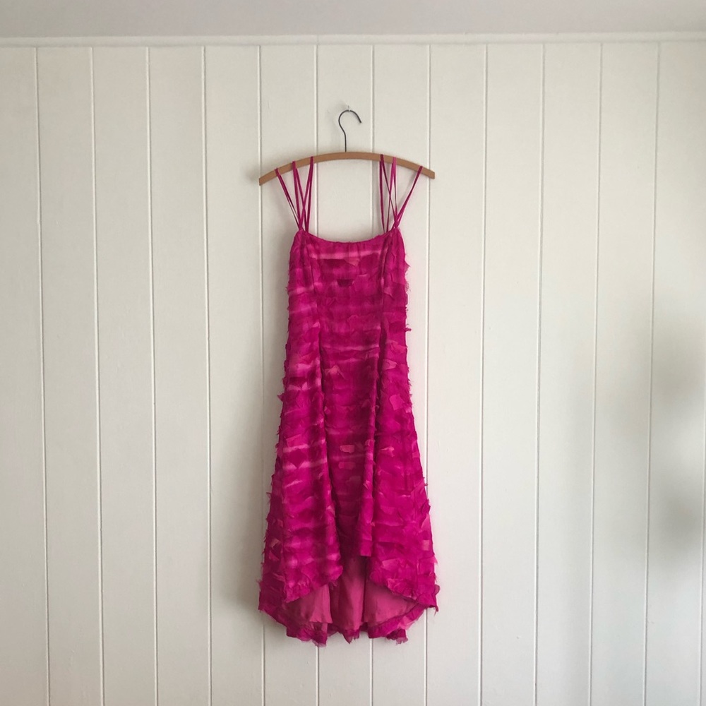 Fuchsia silk cocktail dress